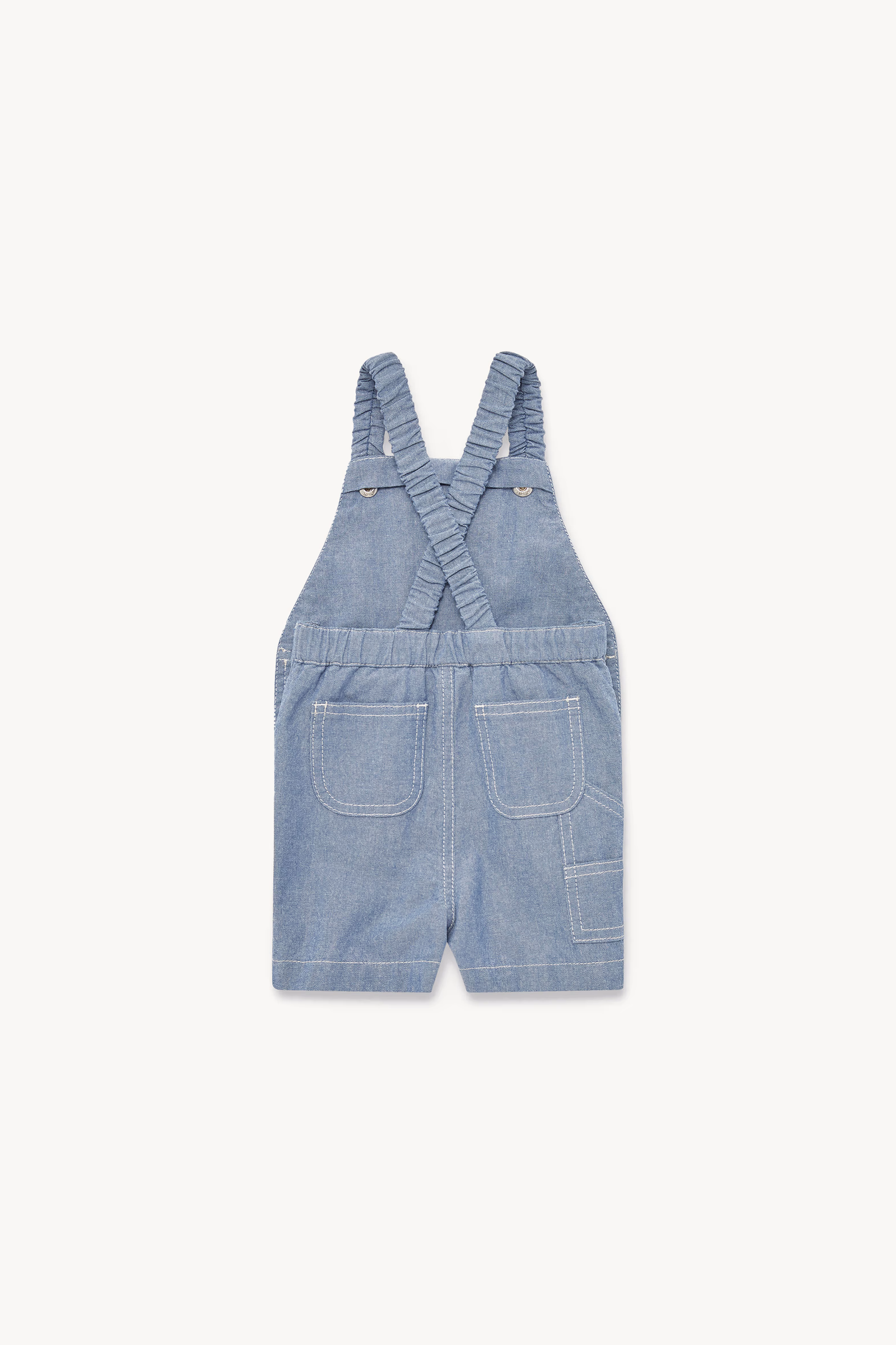 Cotton Chambray Overalls Boy Denim Blue Moncler 2